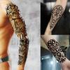 20 Sheets Maori Flower Full Arm Sleeve Temporary Tattoos For Women Adults Thigh, Half Arm Sleeve Tattoos For Men Prayer Rose Peony Florals Eagle Wolf Angel Wings, Black Halloween Fake Tattoo Stickers view 2