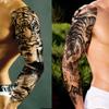 20 Sheets Tiger Lion Flower Full Arm Temporary Tattoos For Men Adults Thigh, Half Arm Sleeve Tattoos For Women Dragon Skull Skeleton Maori Gangster, Temp Bulk Black Halloween Fake Tattoo Stickers view 3