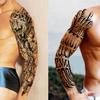 20 Sheets Zeus God Full Arm Temporary Tattoos For Women Adults Thigh, Half Arm Sleeve Tattoos For Men Skull Skeleton Lion Wolf Maori Warrior, 3D Temp Bulk Black Letter Halloween Fake Tattoo Stickers view 3