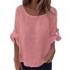 3/4 Sleeve Linen Shirts for Women Casual Baggy Gauze Chambray Peasant Tops Vacation Blouses Plus Size Summer Clothes for Women 2025 Cruise Resort Wear Travel Outfits view 1