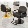 Barber Chairs Professional with Curved Armrests Liftable and Swivel Hair Salon Chair with Black Stainless Steel Round Base and Footrest for Barbershop Hair Salon Spa(Beige) view 3