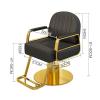 Barber Chairs for Barbershop Adjustable Height 360 Rotation Wide Backrest Elastic Sponge Salon Chair for Hair Stylist with Gold Stainless Steel Round Base and Footrest(Beige) view 2