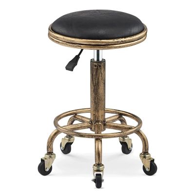 OLXPSKG Taburet Retro Rolling Salon Stool w/5 Wheels Height Adjustable 19.7-25.2 in Industrial Style Round 360 Swivel Chair for Home Office Massage Drafting Work Spa Salon Spa Drafting