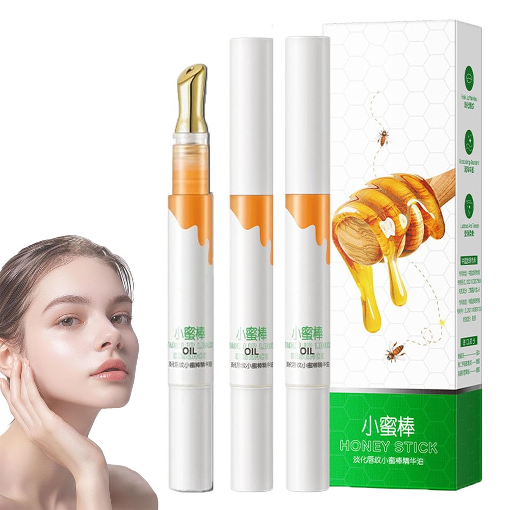 Transparent Colorless Moisturizing Lip Plumping Essence,Lip Booster Plumping Serum,Honey Moisturizing Balms,Tinted Lip Butter Balm,Non Sticky Lip Gloss Moisturizer,Reduce Lip Lines (3pcs)