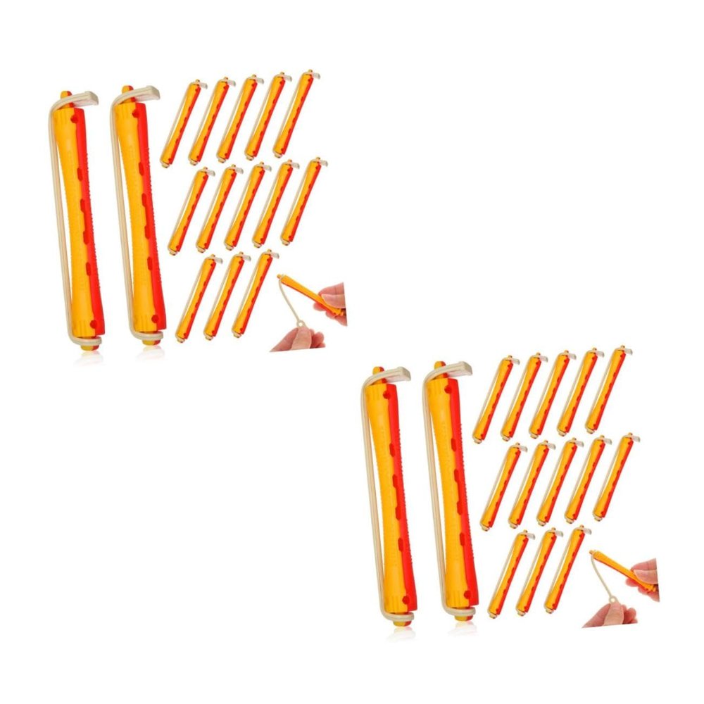 Homoyoyo 48pcs Hair Perm Rods Elastic Bands Hollow Curlers for Hairdressing Suitable for Home Salon Use No Damage to Hair for Creating