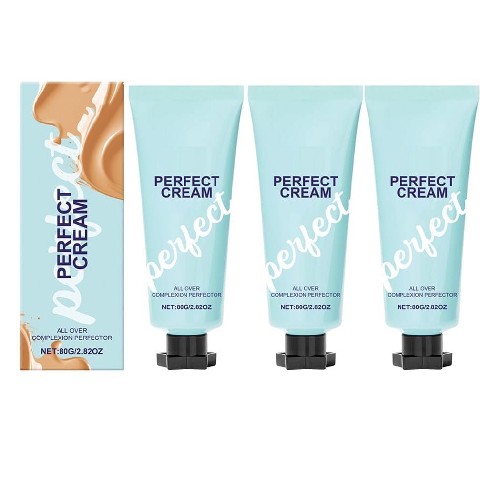 80ml Long-Lasting Concealer Hydrating Full Coverage Concealer,Supreme Creme All-Over Complexion Perfector,Long-Lasting CC Cream Foundation,Waterproof Transfer-Resistant Skin Tint (3PCS, 80g)