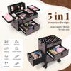 AROUS Rolling Makeup Case with 3 Drawers, Cosmetology Case on Wheels 5 IN 1 Makeup Train Case Make Up Organizer for Artist Salon Nail Teach Trunk,Brown view 3