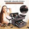 AROUS Rolling Makeup Case with 3 Drawers, Cosmetology Case on Wheels 5 IN 1 Makeup Train Case Make Up Organizer for Artist Salon Nail Teach Trunk,Brown view 4