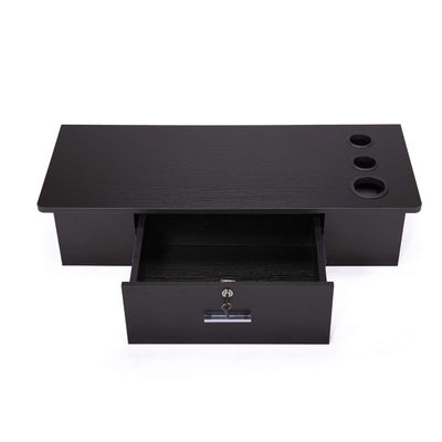 Classic Wall Mounted Styling Station with Drawer and Tool Holes, Vanity Table, Dressing Table, Equipment for Barber Beauty Spa Salon Shops, Black