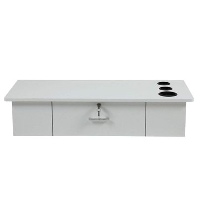 Classic Wall Mounted Styling Station with Drawer and Tool Holes, Vanity Table, Dressing Table, Equipment for Barber Beauty Spa Salon Shops, White