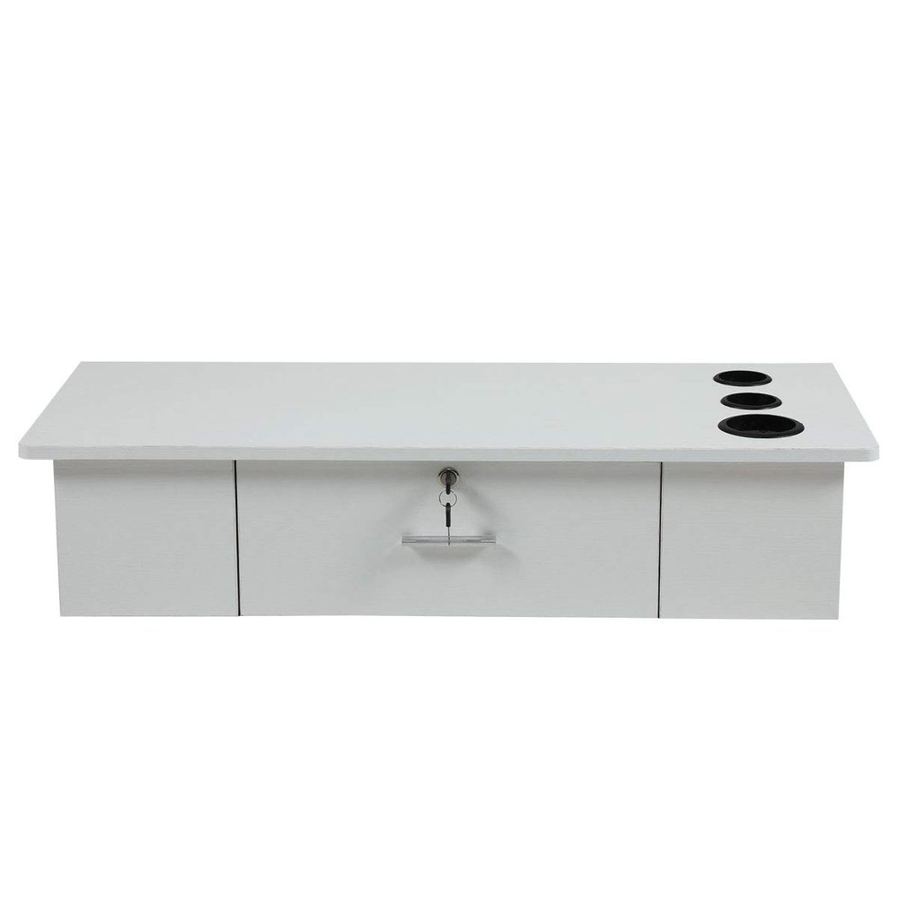 Classic Wall Mounted Styling Station with Drawer and Tool Holes, Vanity Table, Dressing Table, Equipment for Barber Beauty Spa Salon Shops, White