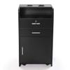 Salon Styling Station with 2 Drawers, 2 Hair Dryer Holders and 1 Cabinet, Black view 1
