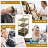 Beauty Salon Storage Trolley Cart,with Lockable Rolling Wheels,Metal e Marbled Board,Drawer Barber Salon Furniture,Black view 3