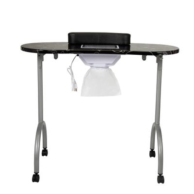 Portable Foldable Manicure Table Nail Table Desk with Electric Dust Collector, 4 Lockable Wheels, Carry Bag, Black