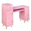 Vanity Desk with Drawer and Storage Cabinets Manicure Table with Wrist Rest Cushion for Spa Beauty Salon Bedroom Pink CL593 view 2