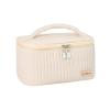 KELINFONG Large Makeup Bag 2024 Pu Leather Large Capacity Waterproof Portable Open Flat Cosmetic Case with Zipper and Handle Toiletry Bags for Traveling Women Quilted Makeup Bag Gifts for Women view 1