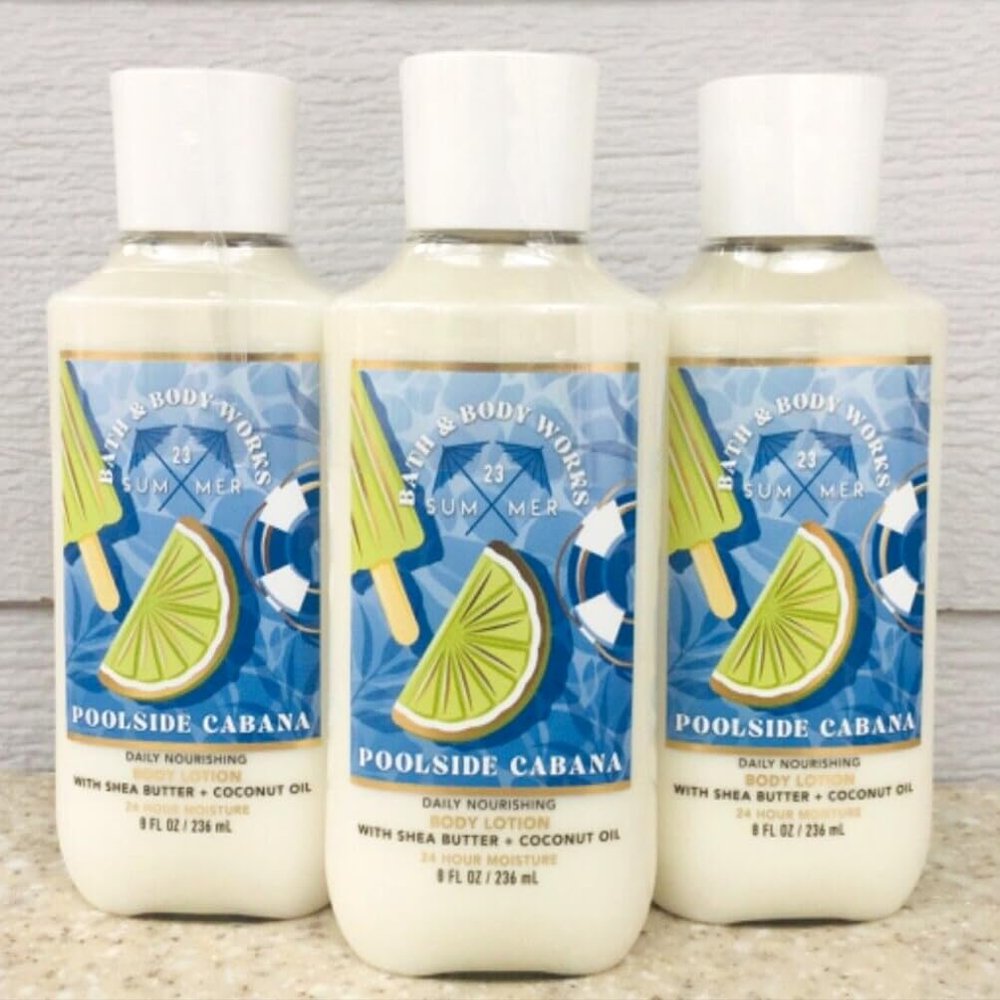 3 POOLSIDE CABANA Bath & Body Super Smooth Body Lotion 8 OZ