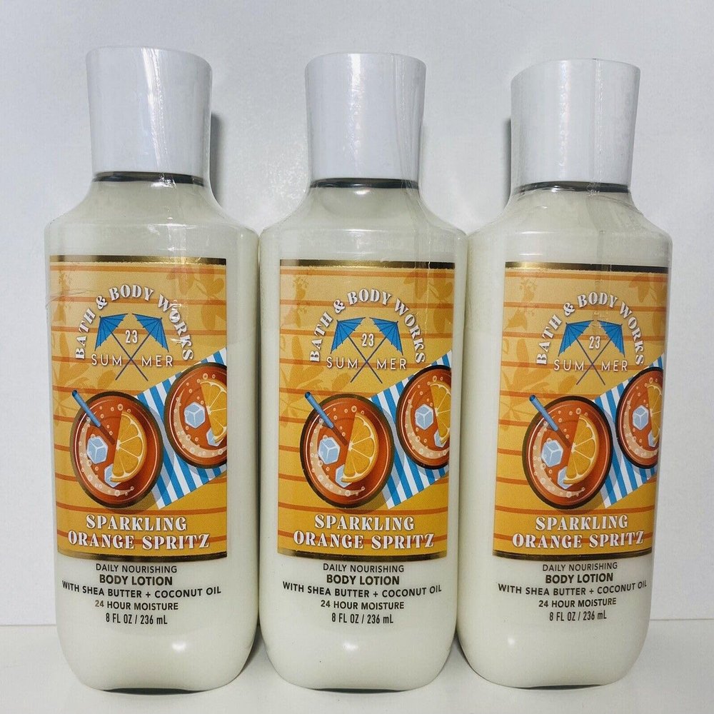 3 SPARKLING ORANGE SPRITZ Bath & Body Super Smooth Body Lotion 8 OZ