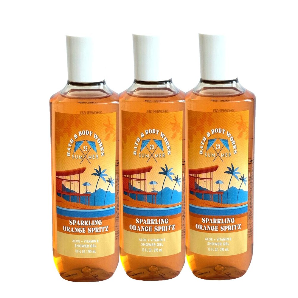 3 SPARKLING ORANGE SPRITZ bath & Body Wash Shower Gel 10 oz