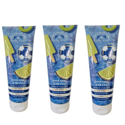 3 POOLSIDE CABANA Ultimate Hydration bath & Body Cream 8 oz