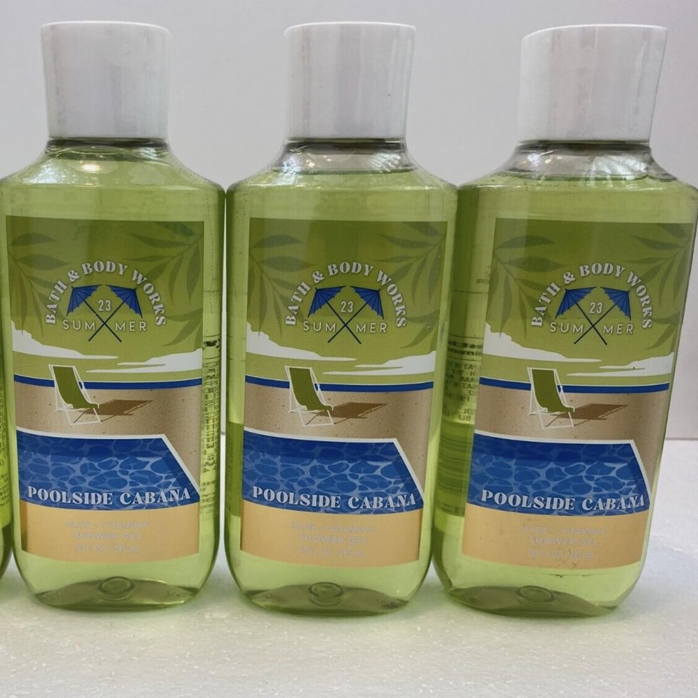 3 POOLSIDE CABANA bath & Body Wash Shower Gel 10 oz