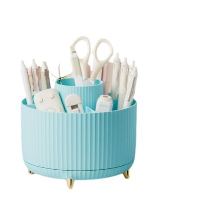 360-degree rotating storage box stationery living room cosmetics can be stored storage new experience goodbye messy (blue)