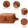 Aganmi Personalized Gifts Travel Toiletry Bag for Men Engraved Initial PU Leather Waterproof Shaving Bag for Toiletries Accessories Fathers Day Birthday Gift for Men Dad Husband Son, Light Brown A view 4