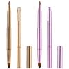 2 Pcs Lip Brush for Lipstick, Double Ended Retractable Lipstick Brush with Cap Reusable Versatile Lip Applicator Wands for Lips Gloss, Eyeshadow Include Lid (Gold and Pink) view 1