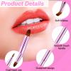 2 Pcs Lip Brush for Lipstick, Double Ended Retractable Lipstick Brush with Cap Reusable Versatile Lip Applicator Wands for Lips Gloss, Eyeshadow Include Lid (Gold and Pink) view 3