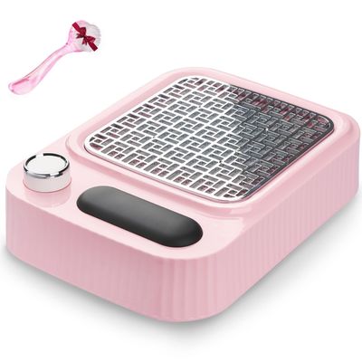 Pink Nail Dust Collector with Reusable Filter for Gel Polish Removal