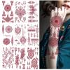 10 Sheets Brown Henna Tattoo Stickers Waterproof Women Lace Fake Tattoos for Wedding Masquerade Party Festival Body Art Decorations view 1