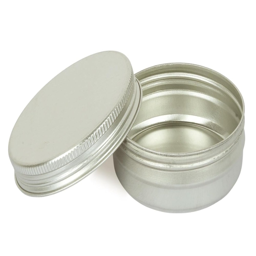 100ml Aluminium Cosmetic Cream Containers with Threaded Lid & EPE Liner, Pack of 10 | Reusable Storage & Packing Jars for Creams, Balms, Scrubs, Waxes