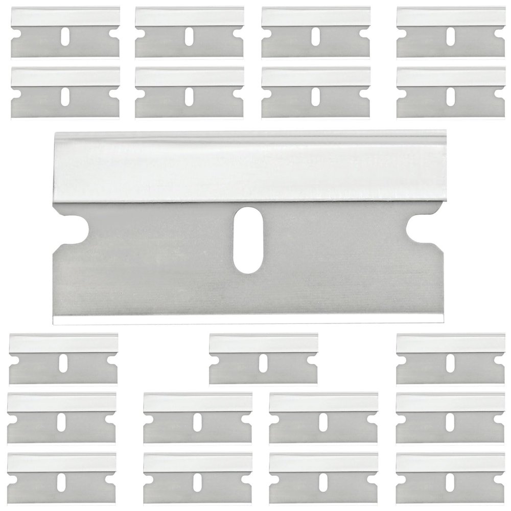 ISDVBUY 20 Pack Carbon Steel Razor Blades, Straight Edge Replacement Blades Heavy Duty Utility Blade, Sharp Blade for Scraping Box Cutting Glass and Paint Removal