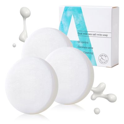 3PCS Goat Milk Soap Bars,Moisturizing Body Bar Soap for Men and Women,Gentle Organic Goat Milk Soaps,Long Lasting Nourishing Face and Body Wash Bar for All Skin Types