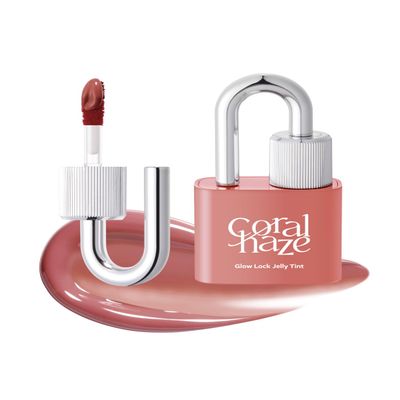 CORALHAZE Glow Lock Jelly Tint 112 Nutty 4g, Hydrating Jelly Glow Lip Stain, Glass-Like Shine Lip Gloss, Long-Lasting Color, Moisturizing Lip Enhancer, Collectible Lock-Shaped Design, Korean Makeup