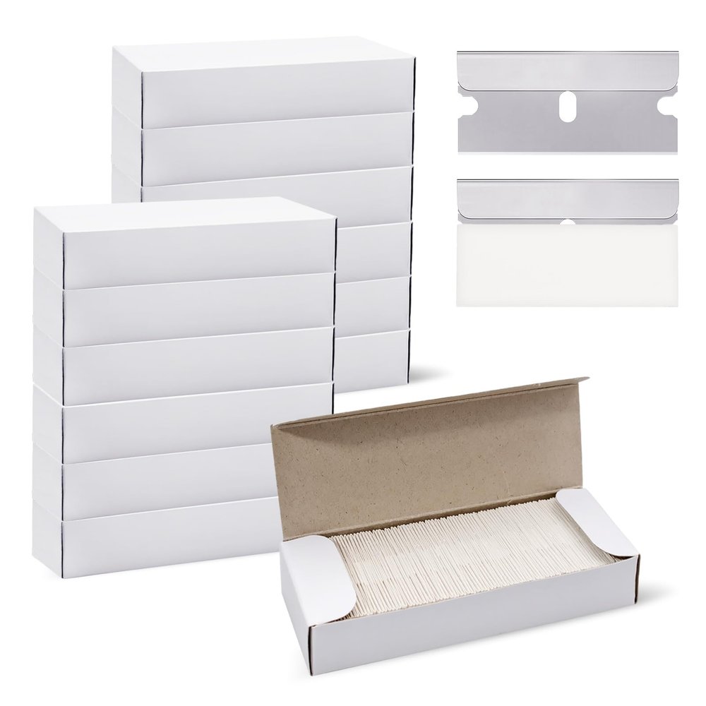 LECEHIVO 1200 Pcs Single Edge Razor Blades Industrial Straight Edge Replacement Scraper Box Cutter Glass Paint Scraper Blades for Removing Stickers Decals Labels