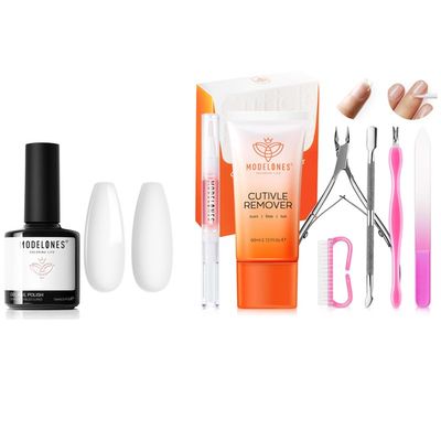 modelones 15ML White Gel Polish with Cuticle Remover Kit