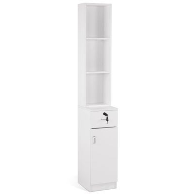 BarberPub Locking Wall Mount Hair Styling Barber Station Drawer Storage Beauty Salon Spa Equipment 3036-1 (White(Handle Left))