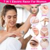 7 in 1 Electric Razor for Women Rechargeable Bikini Trimmer for Legs, Bikini, Face, Lips Hairs, Cordless Lady Facial Hair Removal Women's Electric Shaver Kit, Wet/Dry Use view 3