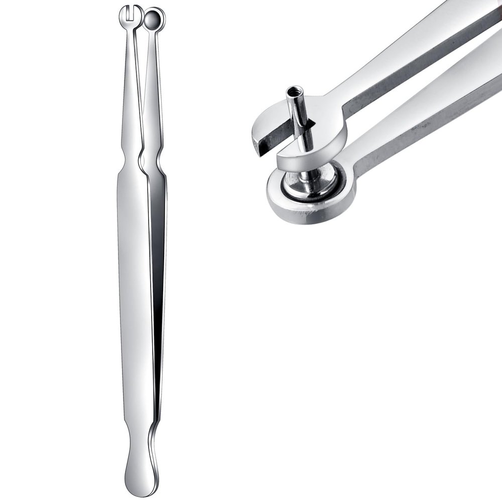 QWALIT 1pcs Piercing Assistant Tool Barbell Jewelry Clamps Pliers Piercing Catch Stainless Steel Tweezers for Tongue Rings Labret Lip Studs Flat Back Earrings Holder Changing Jewelry Removal Tools