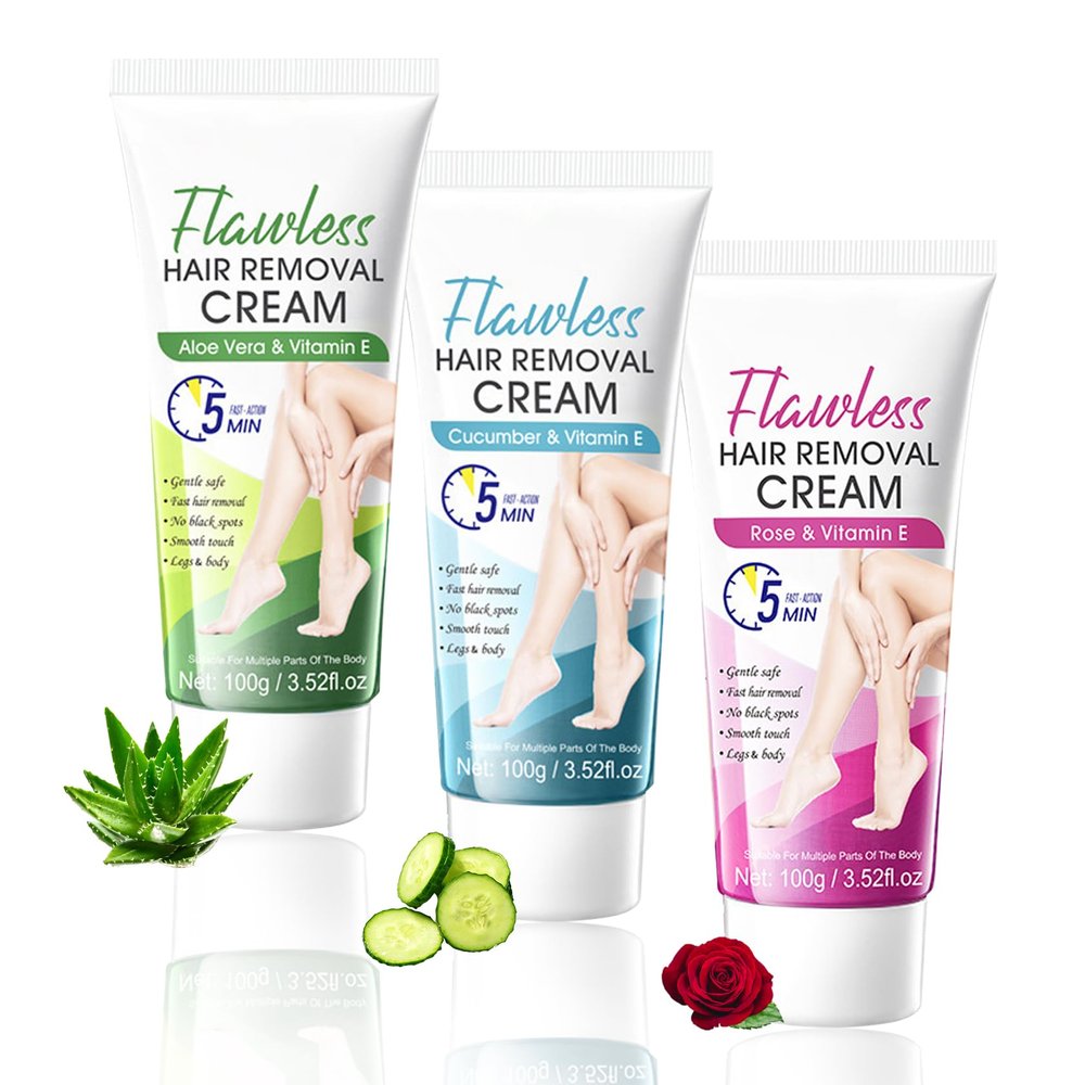 3PCS Hair Removal Cream for Women,Mens Depilatory Cream for Unwanted Hair in Face,Underarms,Bikini and Legs,Long-lasting Flawless Body Depilatory Lotion,Moisturizing Hair Removal Lotion
