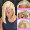 10 Inch 613 Blonde Bob Wig Human Hair 180 Density Straight Lace Front Wigs Human Hair Pre Plucked 613 Lace Front Wig Human Hair Short Blonde Wig 13x4 HD Lace Frontal Short Bob Wigs for Black Women view 2