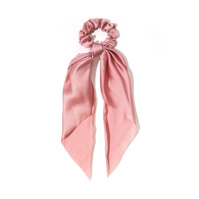 12 PCS Knotted Bow Hair Scrunchies Elastic Hair Ties Bands Satin Hair Ribbon Scrunchy Ponytail Holder Hair Accessories for Women Ladies Girls, Dark Pink