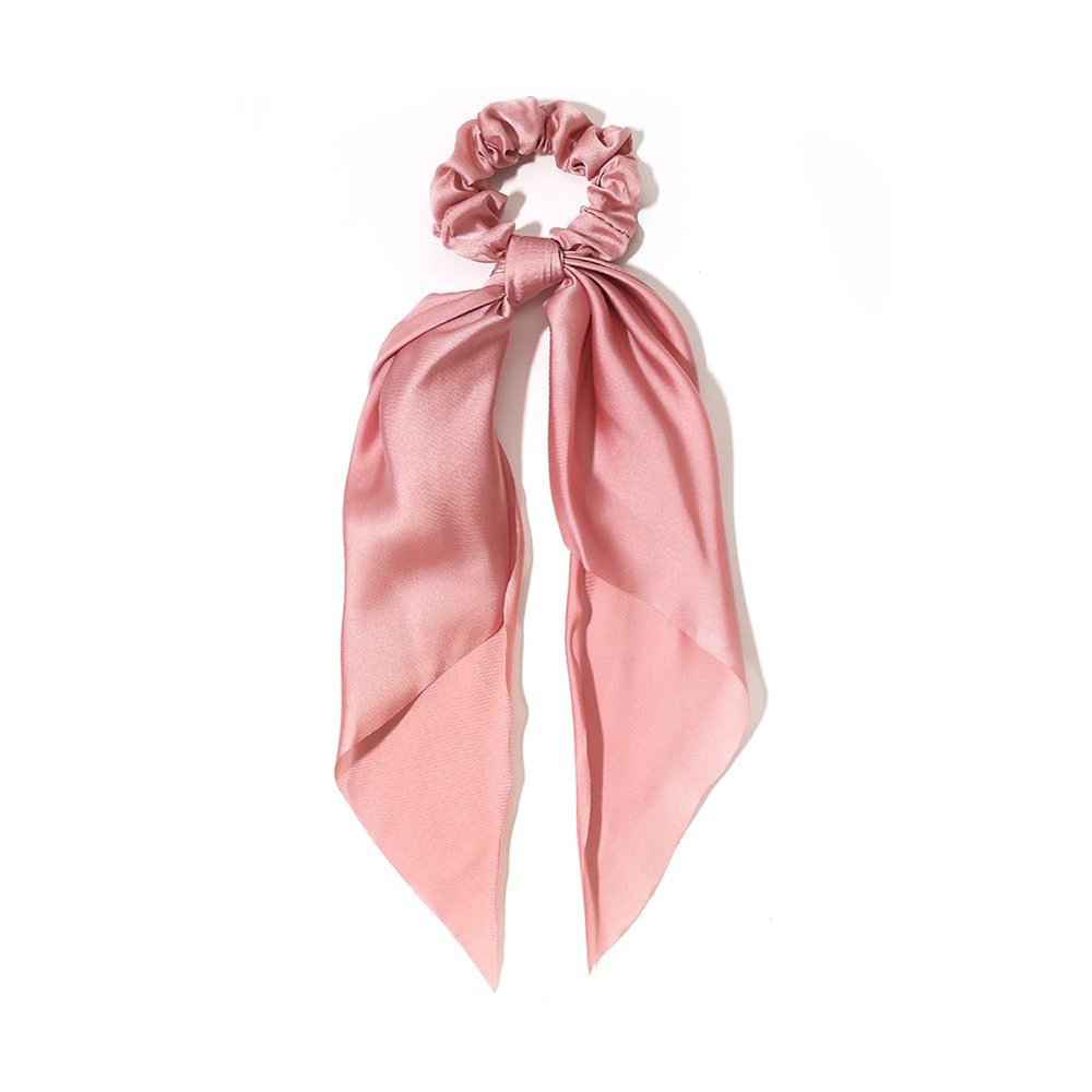 12 PCS Knotted Bow Hair Scrunchies Elastic Hair Ties Bands Satin Hair Ribbon Scrunchy Ponytail Holder Hair Accessories for Women Ladies Girls, Dark Pink