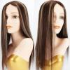 IVGTOP Highlight Blonde Silk Skin Base Topper with Lace Front Remy Human Hair Topper for Women Silk Top Toupee with Clips in (8x8inch, 16inch, Closed Weft) view 3