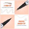 Microblading Eyebrow Pen, Eyebrow Pencil Brown Hair Like Natural Liquid Brow Contouring Pen, 2-in-1 Dual-Ended Long Lasting Eye Brow Filler Pencil with Precise 2 Micro-Fork-Tip (Black Brown) view 2