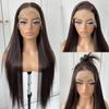 MITIMES 13x6 Brown Straight Lace Front Wigs Pre-Plucked Glueless Long Straight HD Lace Front Wig Synthetic Chocolate Wear And Go Lace Front Wig 32inch view 2