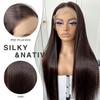 MITIMES 13x6 Brown Straight Lace Front Wigs Pre-Plucked Glueless Long Straight HD Lace Front Wig Synthetic Chocolate Wear And Go Lace Front Wig 32inch view 3