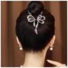 Aneneiceera Vintage Crystal Bow Tail Hair Holder Clip Long Rhinestone Hair Barrettes Black Ribbon Tail Hair Barrettes Metal Bow Banana Clip Barrette Accessories for Women (Black) view 1