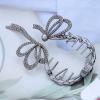 Aneneiceera Vintage Crystal Bow Tail Hair Holder Clip Long Rhinestone Hair Barrettes Black Ribbon Tail Hair Barrettes Metal Bow Banana Clip Barrette Accessories for Women (Black) view 4